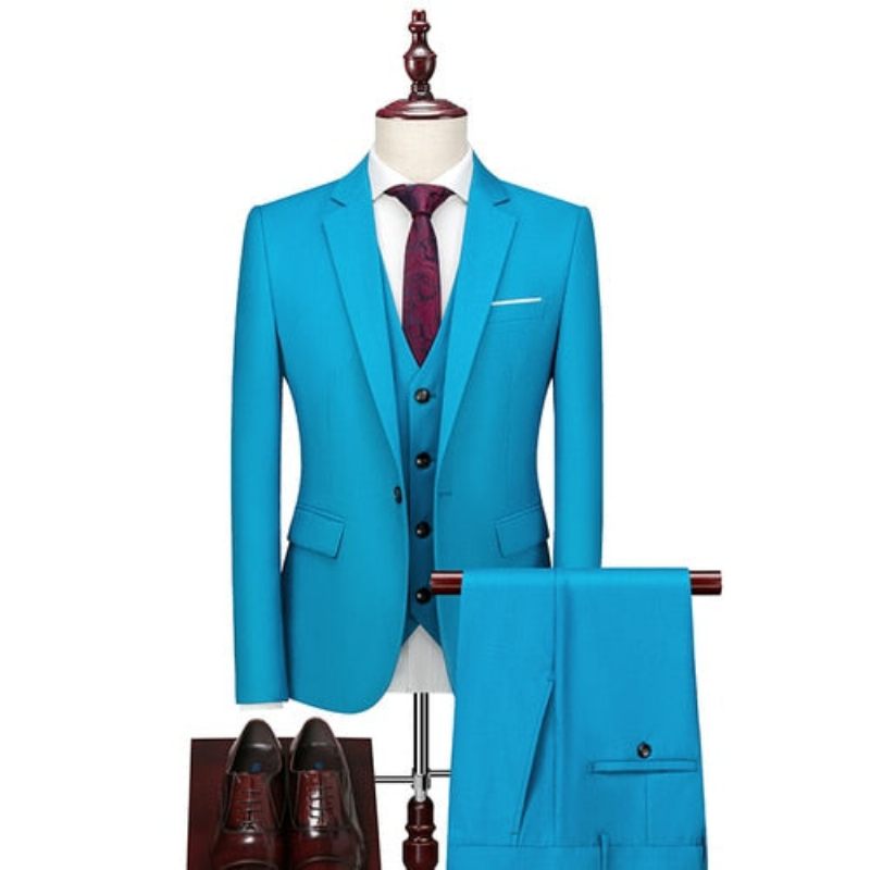 Herrenanzüge Acetat-blazer Hosenanzug-set - Hellblau