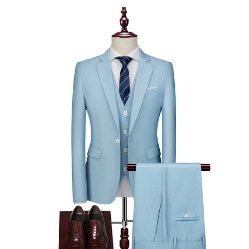 Herrenanzüge Acetat-blazer Hosenanzug-set - Himmelblau