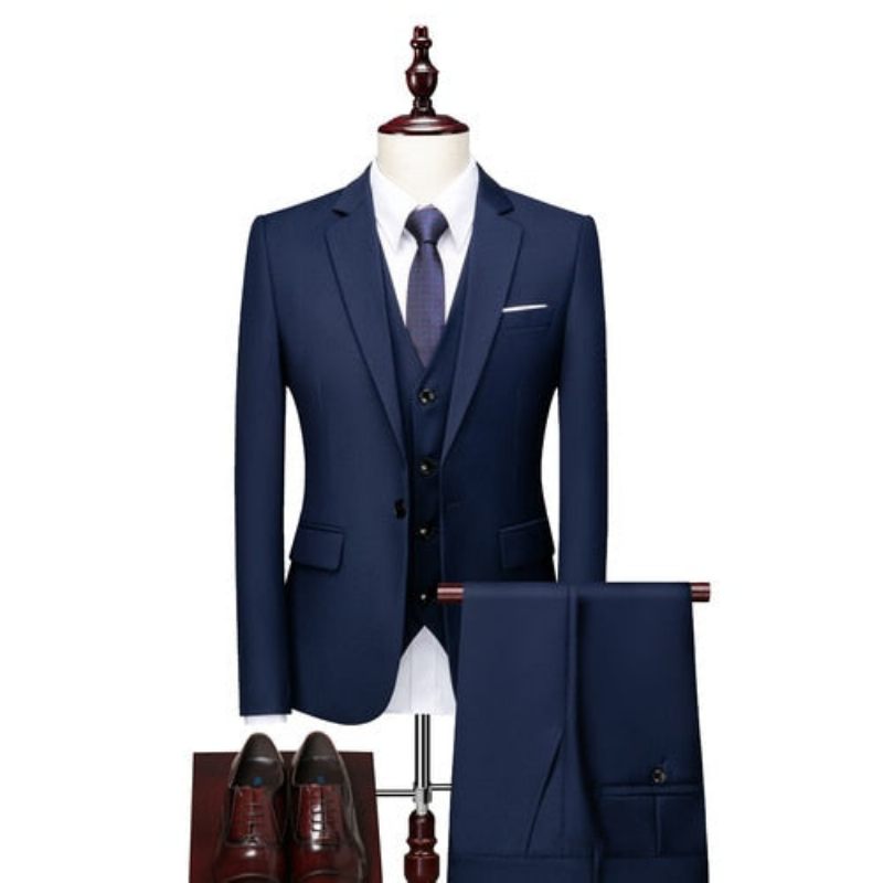 Herrenanzüge Acetat-blazer Hosenanzug-set - Blau