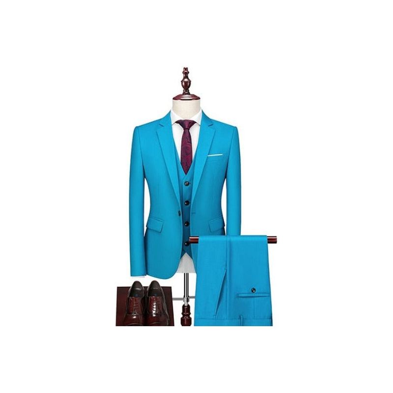 Herrenanzüge Acetat-blazer Hosenanzug-set - Hellblau