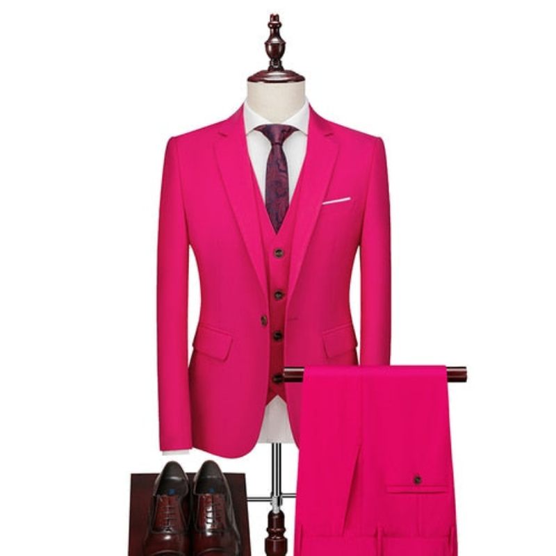 Herrenanzüge Acetat-blazer Hosenanzug-set - Rosa