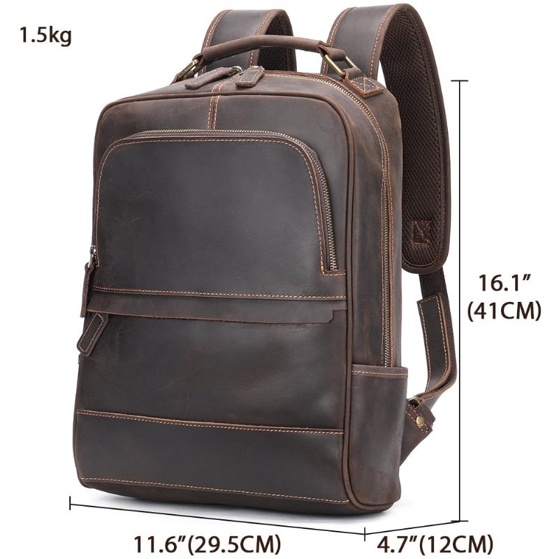 Herrenrucksäcke Luxuriöser Airtech-laptop-rucksack Mit Reißverschluss - Kaffee