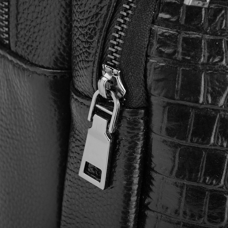 Herrenrucksäcke Luxuriöser Croctex-rucksack Aus Plissiertem Leder Mit Reißverschluss - Schwarz