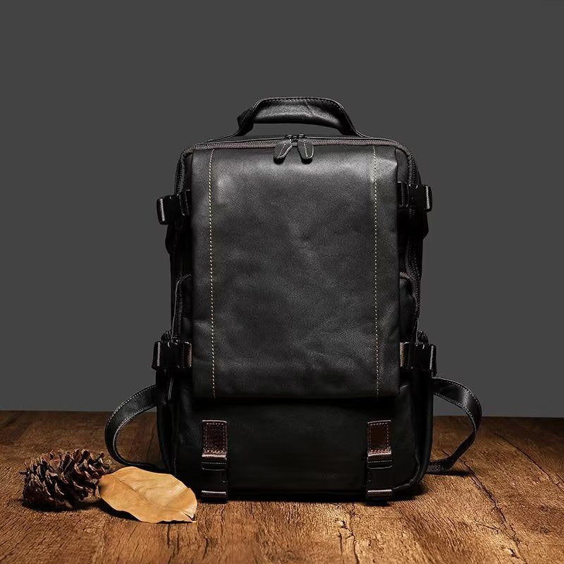 Herrenrucksäcke Retro-lederrucksack Mit Großer Kapazität - Schwarz