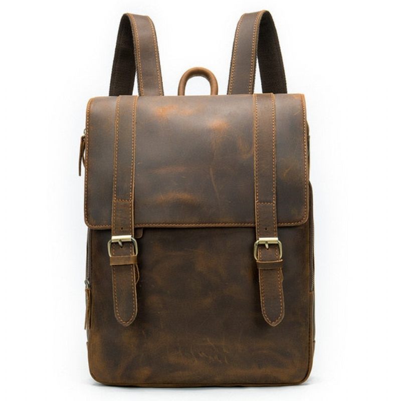 Herrenrucksäcke Vintage Luxus-luftpolster-lederrucksack - Kaffee