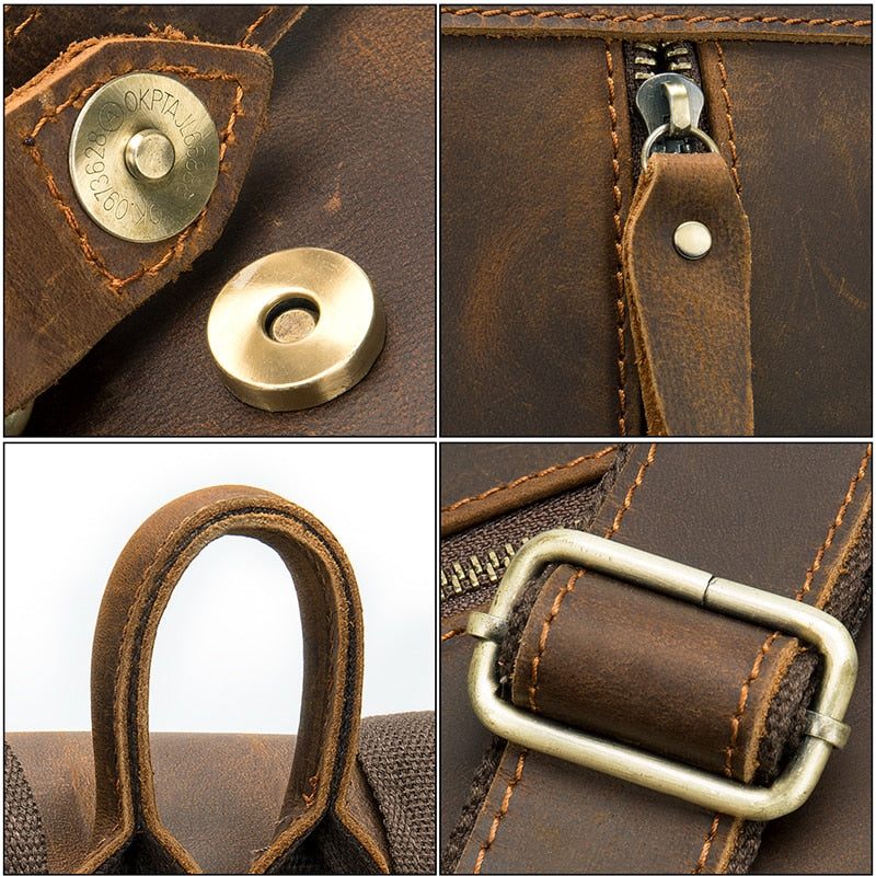 Herrenrucksäcke Vintage Luxus-luftpolster-lederrucksack - Kaffee