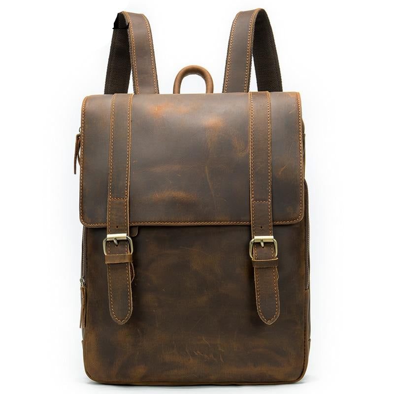 Herrenrucksäcke Vintage Luxus-luftpolster-lederrucksack - Kaffee