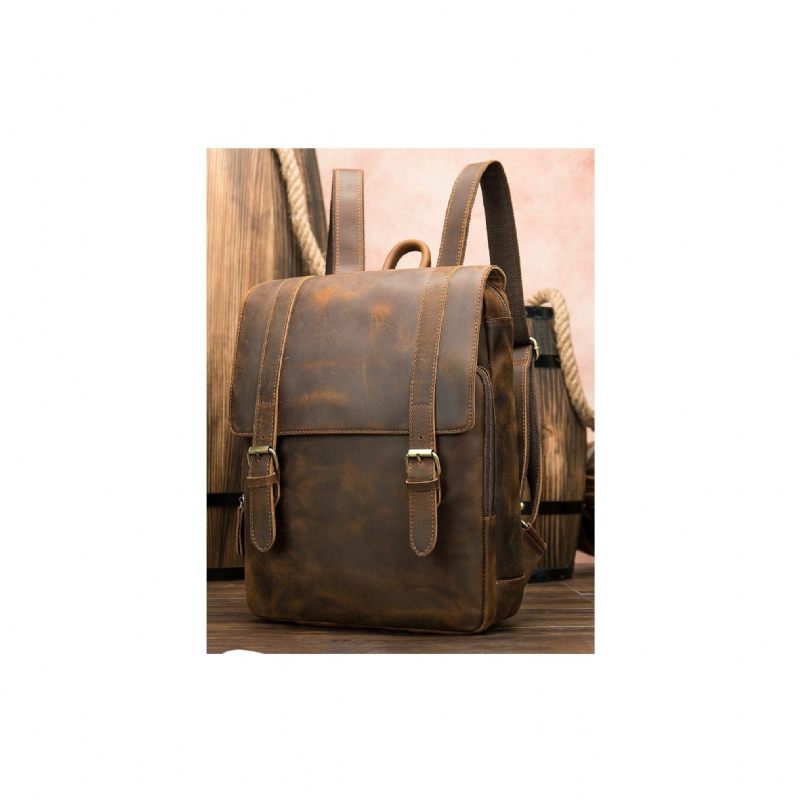 Herrenrucksäcke Vintage Luxus-luftpolster-lederrucksack - Kaffee