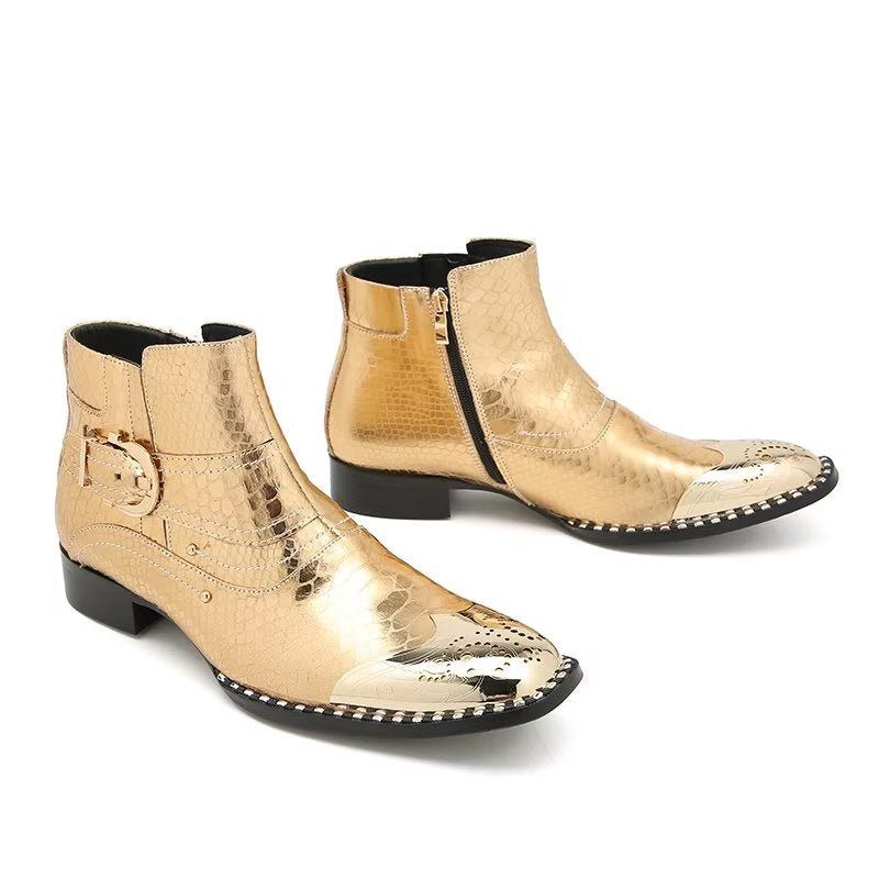 Herrenstiefel Aus Echtem Leder Elegante Britische Wadenstiefel Mit Reißverschluss - Gold