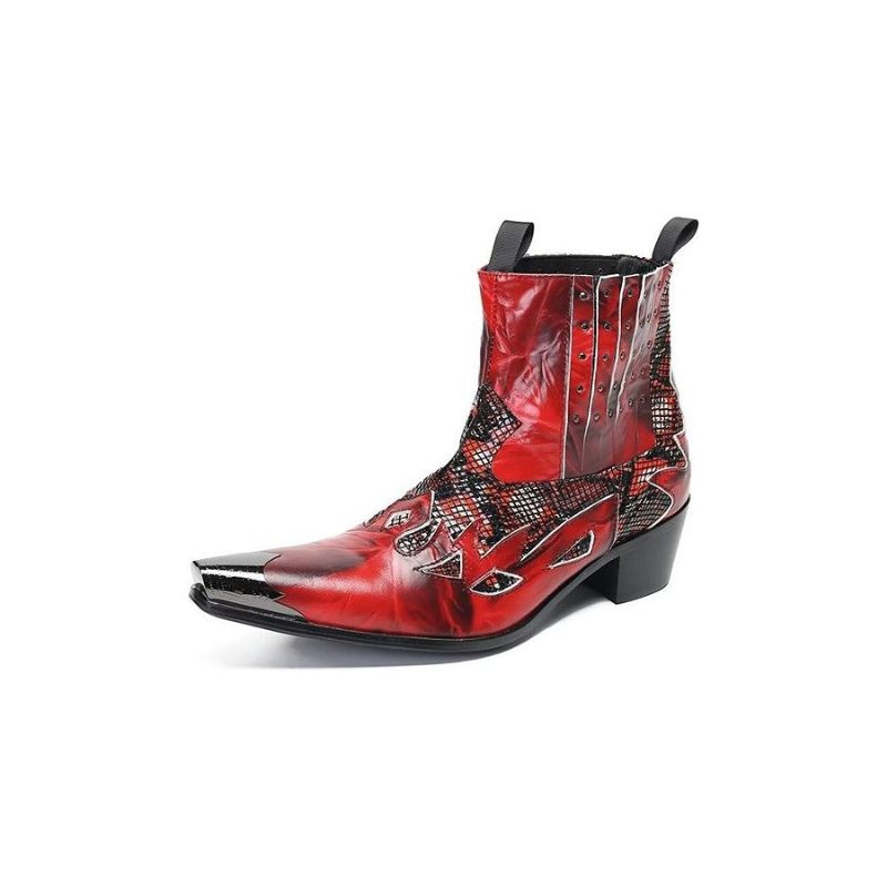 Herrenstiefel Aus Echtem Leder Mit Exotischer Textur - Rot