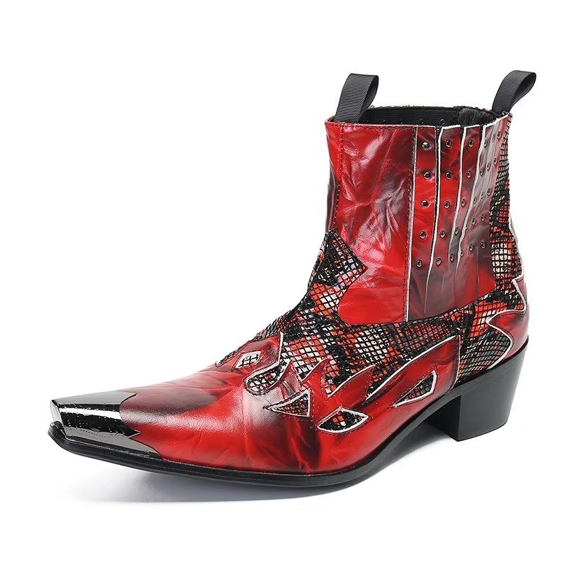 Herrenstiefel Aus Echtem Leder Mit Exotischer Textur - Rot