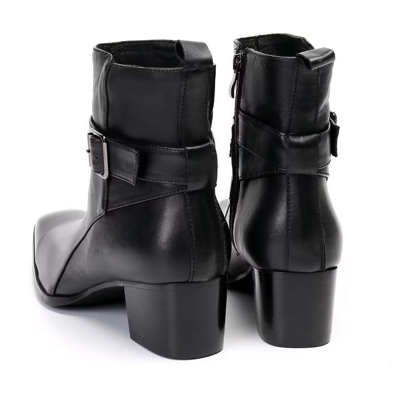 Herrenstiefel Aus Echtem Leder Mit Reißverschluss - Schwarz 1