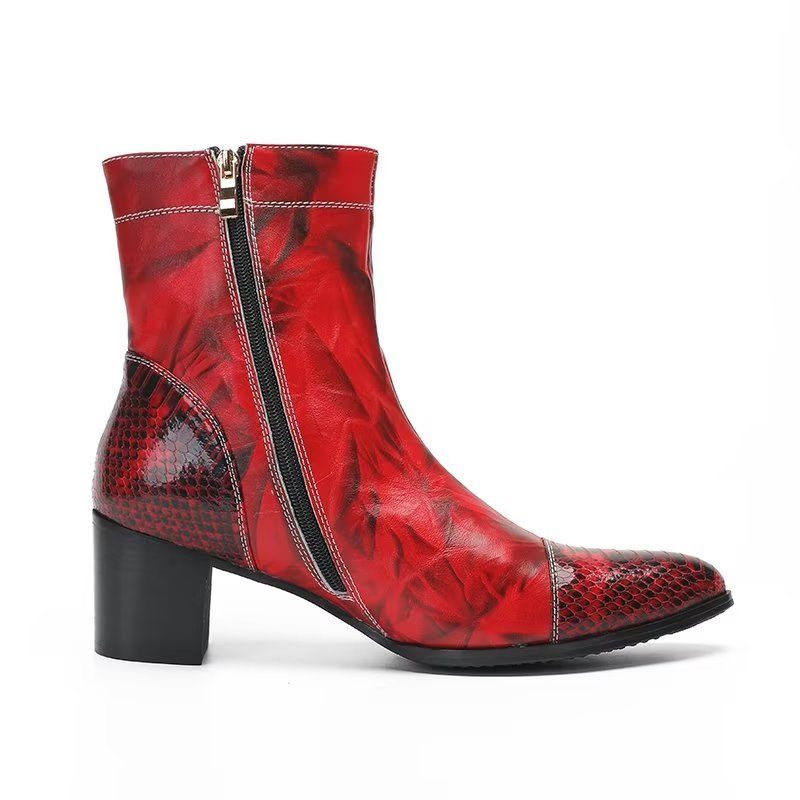 Herrenstiefel Aus Strukturiertem Leder - Rot