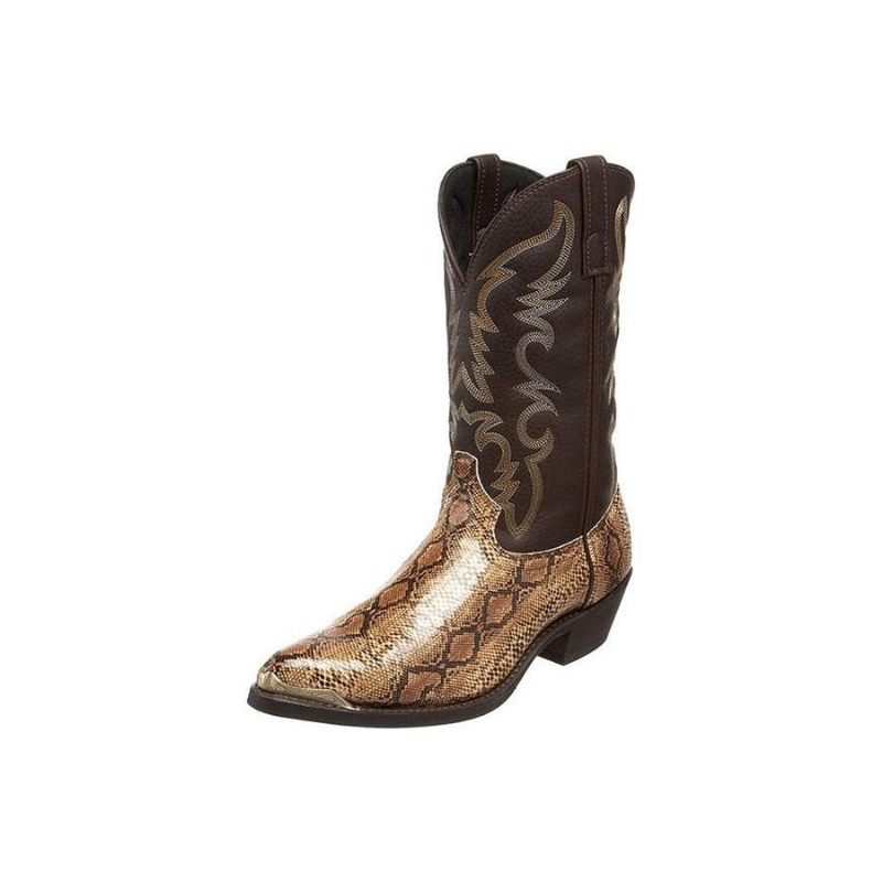 Herrenstiefel Bestickt Exotische Western-cowboystiefel Mit Mittlerer Wade