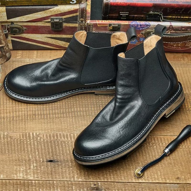 Herrenstiefel Elegante Equine-slip-on-stiefeletten - Schwarz