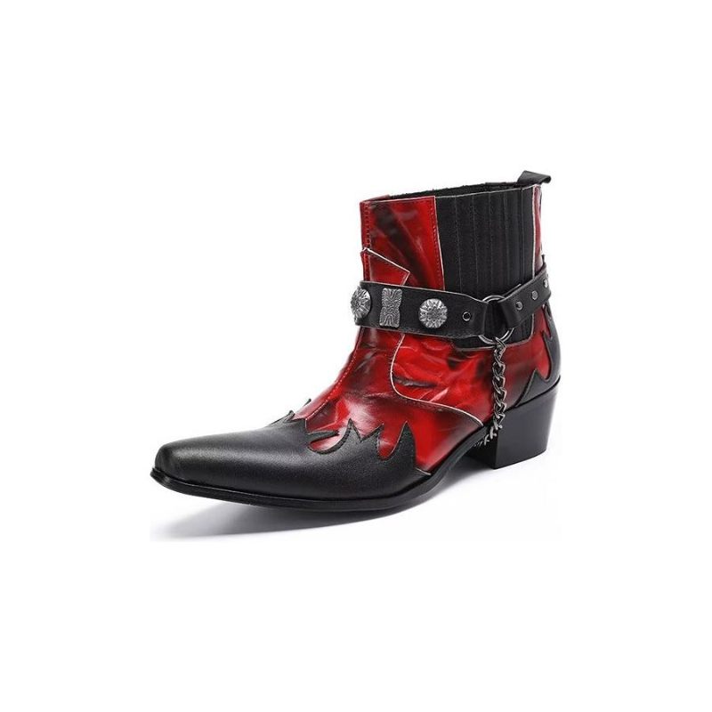 Herrenstiefel Elegante Knöchelhohe Anzugstiefel - Rot