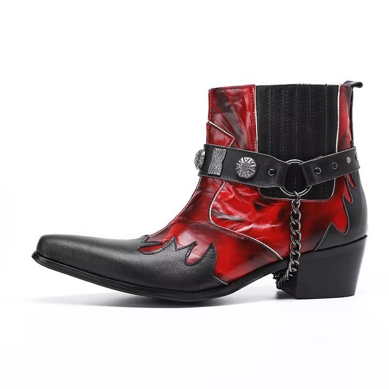 Herrenstiefel Elegante Knöchelhohe Anzugstiefel - Rot