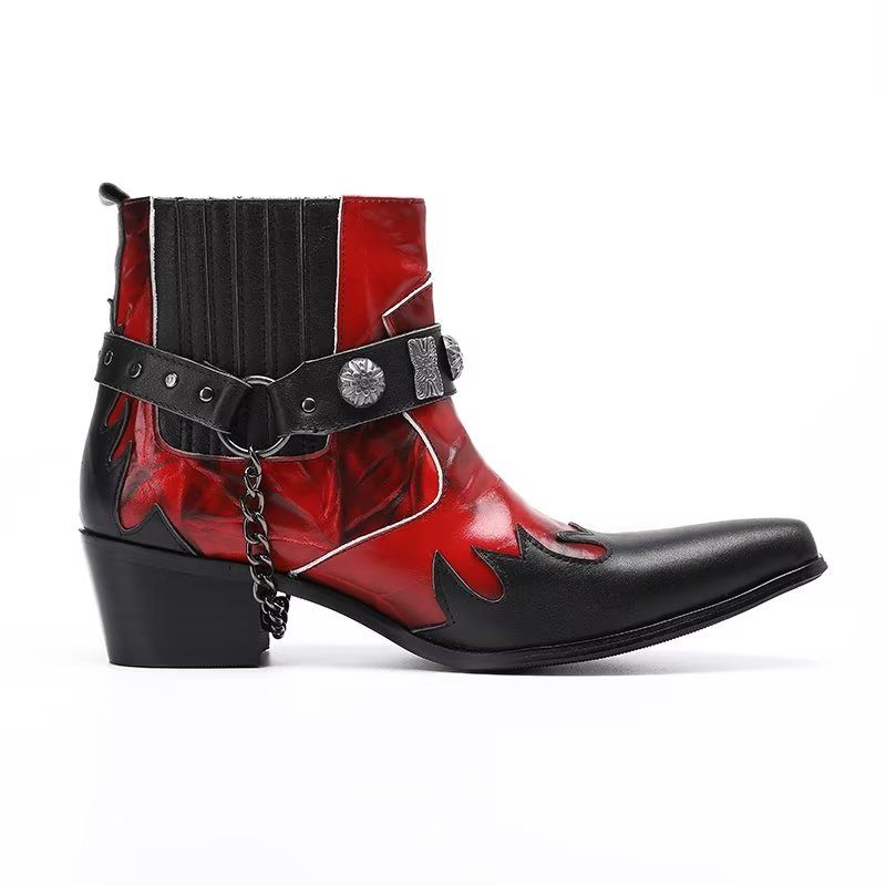 Herrenstiefel Elegante Knöchelhohe Anzugstiefel - Rot