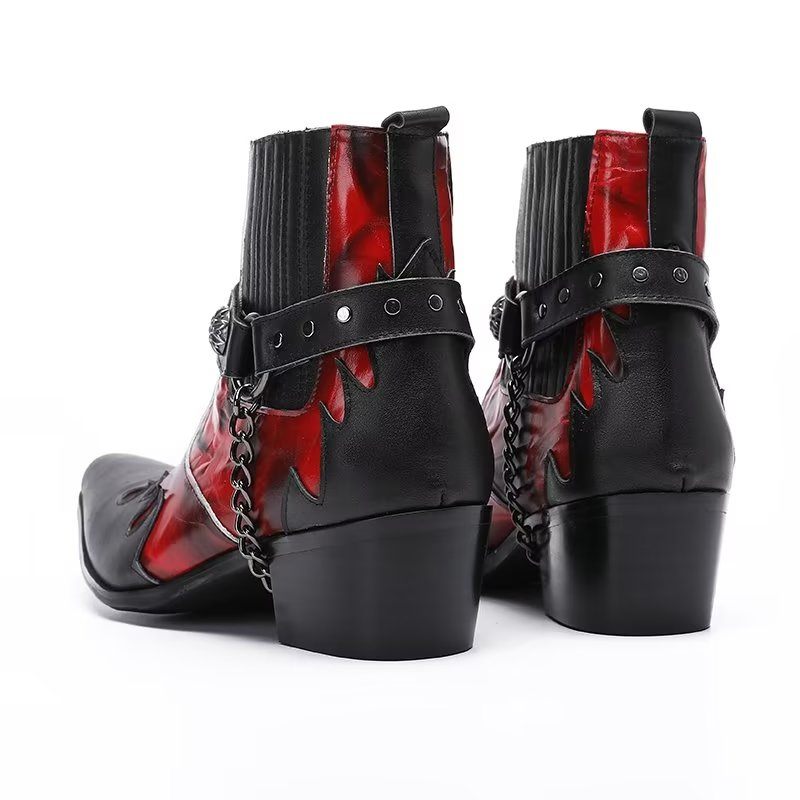 Herrenstiefel Elegante Knöchelhohe Anzugstiefel - Rot