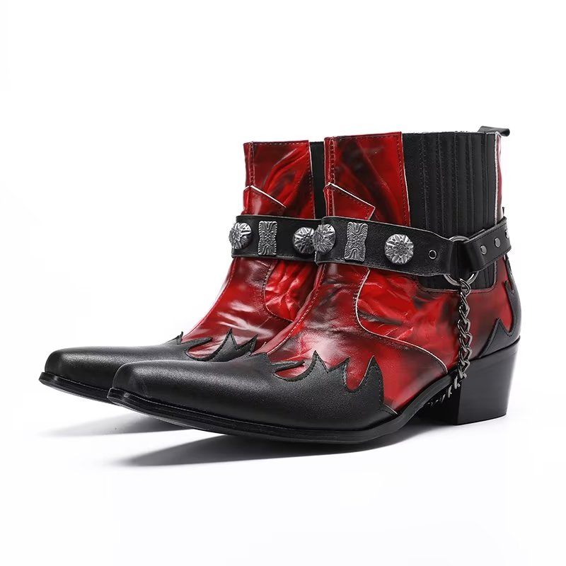 Herrenstiefel Elegante Knöchelhohe Anzugstiefel - Rot