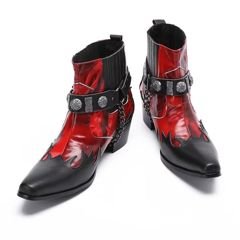 Herrenstiefel Elegante Knöchelhohe Anzugstiefel - Rot