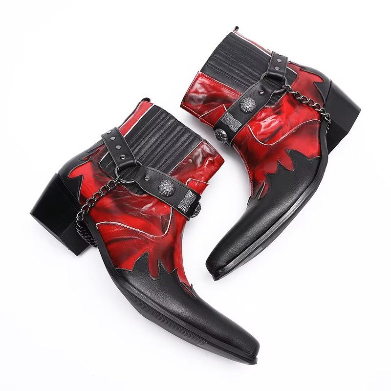 Herrenstiefel Elegante Knöchelhohe Anzugstiefel - Rot