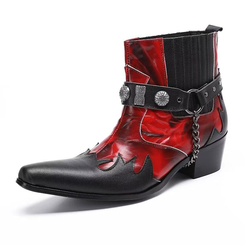 Herrenstiefel Elegante Knöchelhohe Anzugstiefel - Rot