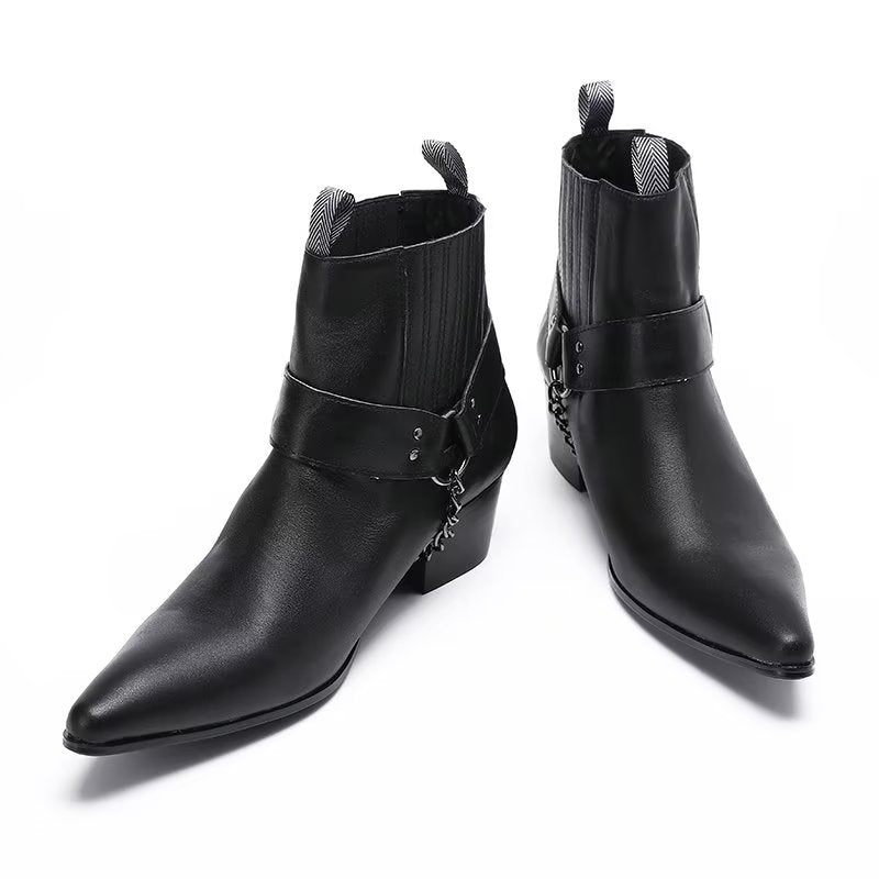 Herrenstiefel Elegante Knöchelhohe Anzugstiefel - Schwarz