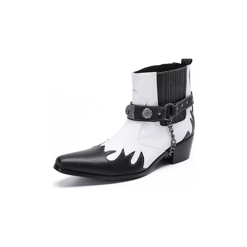 Herrenstiefel Elegante Knöchelhohe Anzugstiefel - Weiß