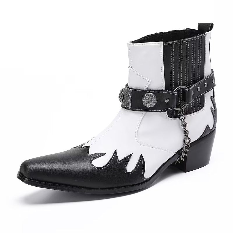 Herrenstiefel Elegante Knöchelhohe Anzugstiefel - Weiß