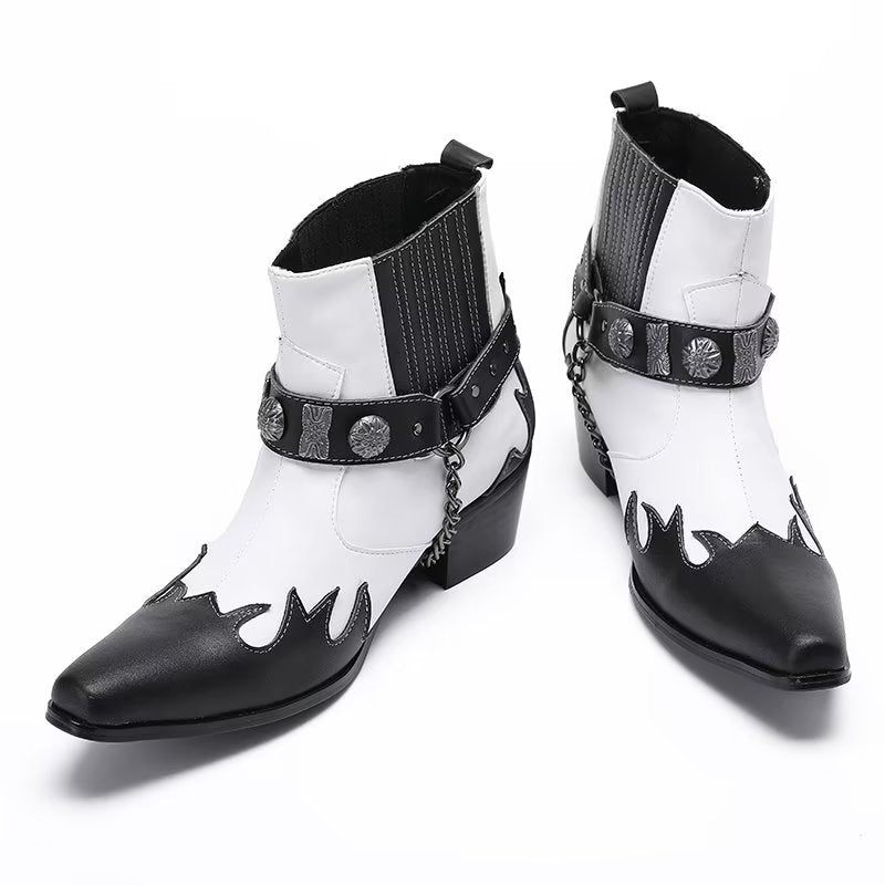 Herrenstiefel Elegante Knöchelhohe Anzugstiefel - Weiß