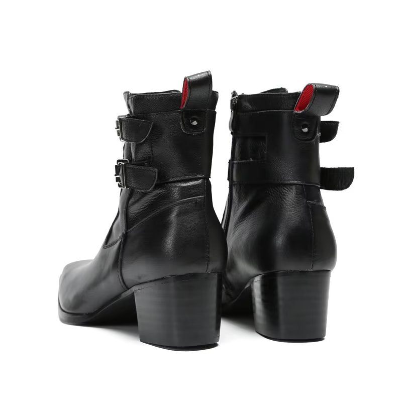 Herrenstiefel Elegante Lederstiefeletten - Schwarz