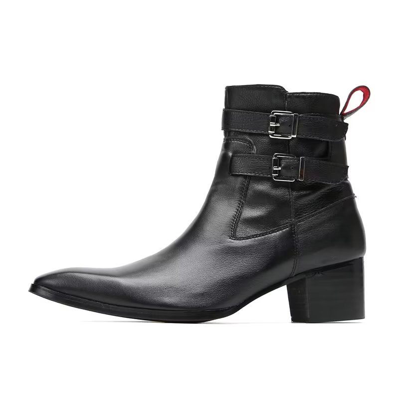 Herrenstiefel Elegante Lederstiefeletten - Schwarz