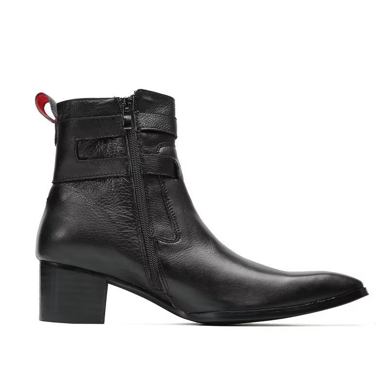 Herrenstiefel Elegante Lederstiefeletten - Schwarz