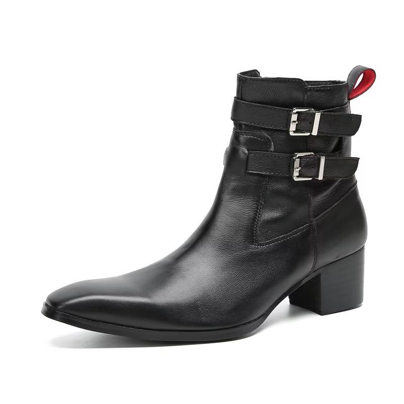 Herrenstiefel Elegante Lederstiefeletten - Schwarz