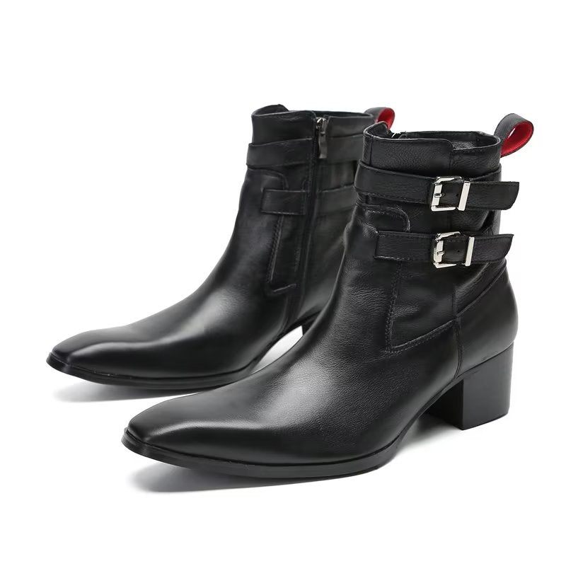 Herrenstiefel Elegante Lederstiefeletten - Schwarz