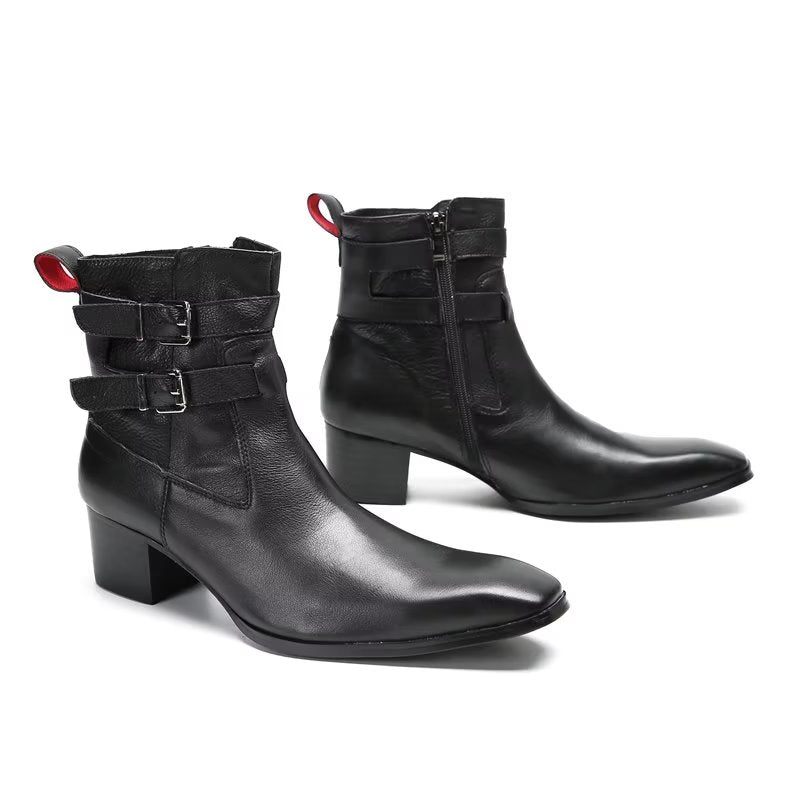 Herrenstiefel Elegante Lederstiefeletten - Schwarz