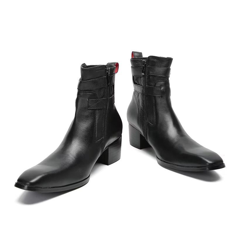 Herrenstiefel Elegante Lederstiefeletten - Schwarz