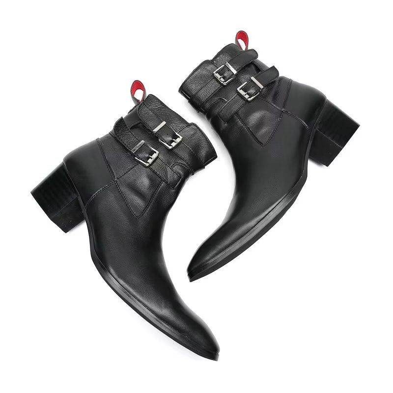 Herrenstiefel Elegante Lederstiefeletten - Schwarz