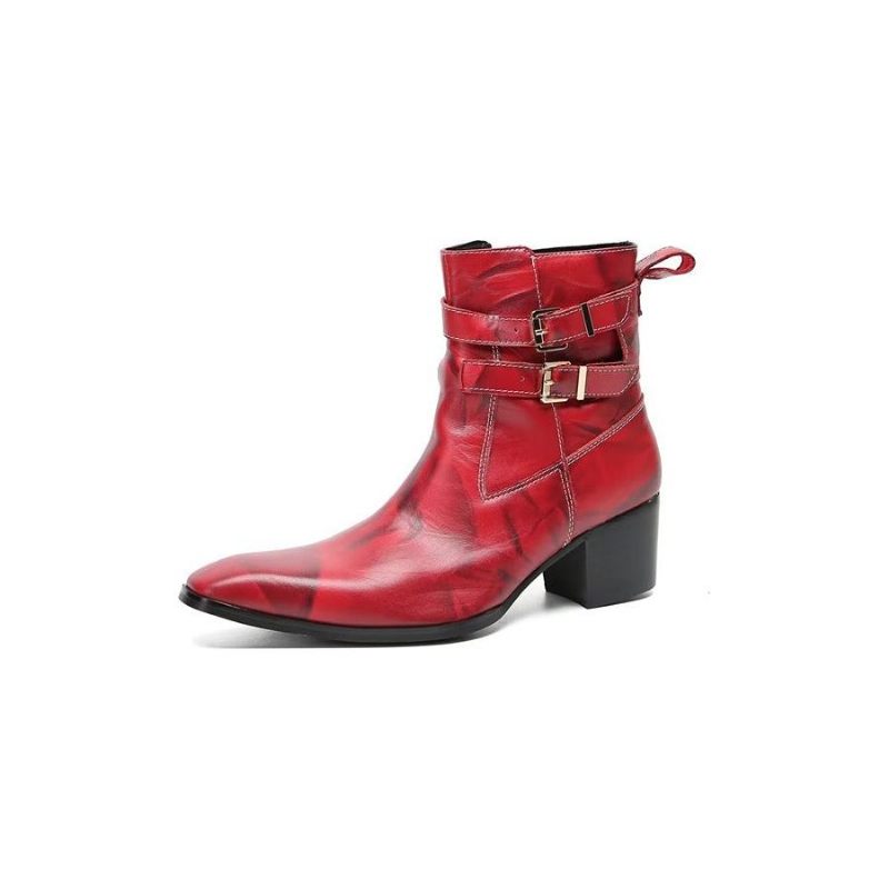 Herrenstiefel Elegante Lederstiefeletten - Rot