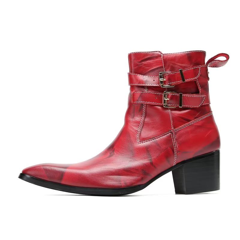 Herrenstiefel Elegante Lederstiefeletten - Rot