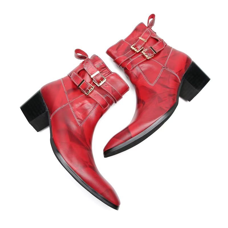 Herrenstiefel Elegante Lederstiefeletten - Rot