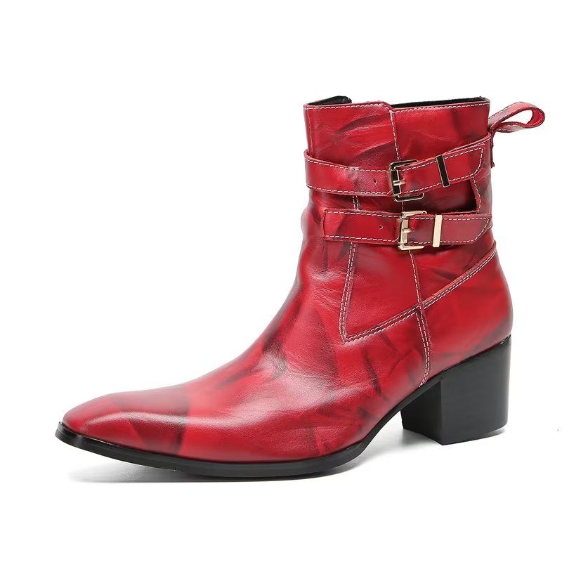 Herrenstiefel Elegante Lederstiefeletten - Rot