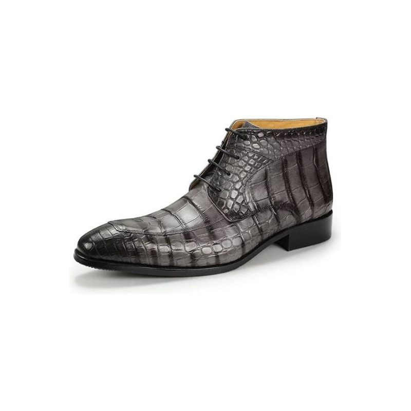 Herrenstiefel Elegante Schnür-luxus-stiefeletten Mit Lederprint