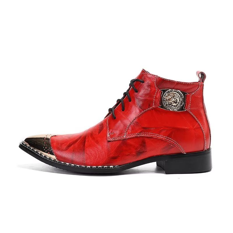 Herrenstiefel Elegante Schnür-stiefeletten - Rot