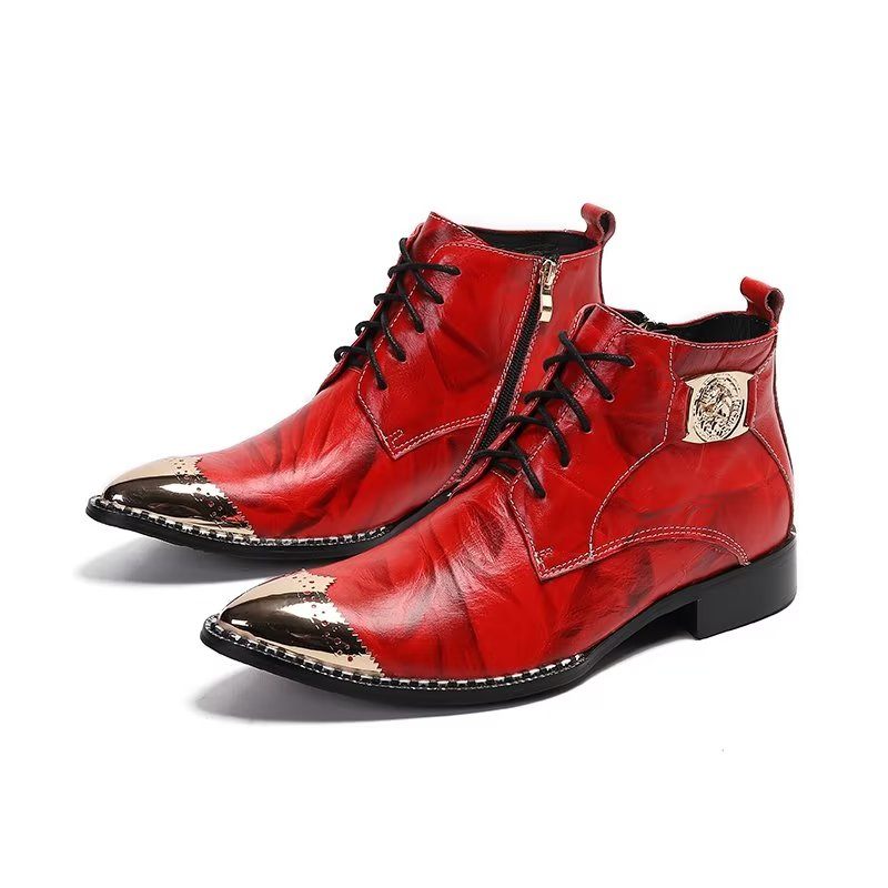 Herrenstiefel Elegante Schnür-stiefeletten - Rot