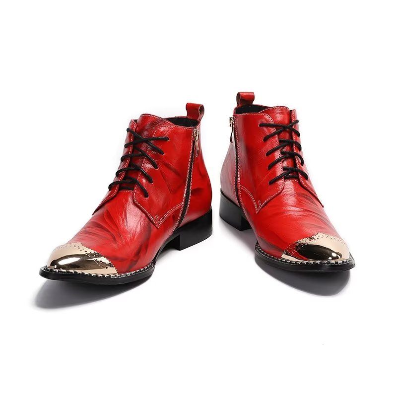 Herrenstiefel Elegante Schnür-stiefeletten - Rot