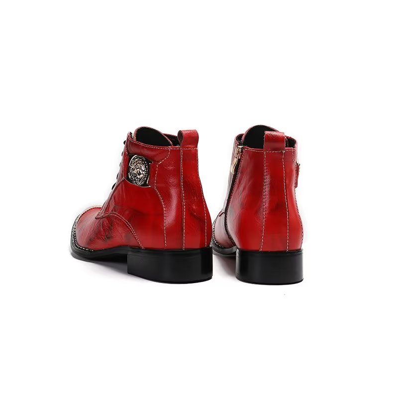 Herrenstiefel Elegante Schnür-stiefeletten - Rot