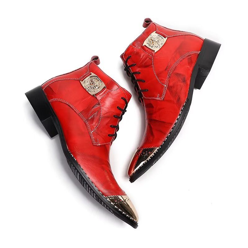 Herrenstiefel Elegante Schnür-stiefeletten - Rot