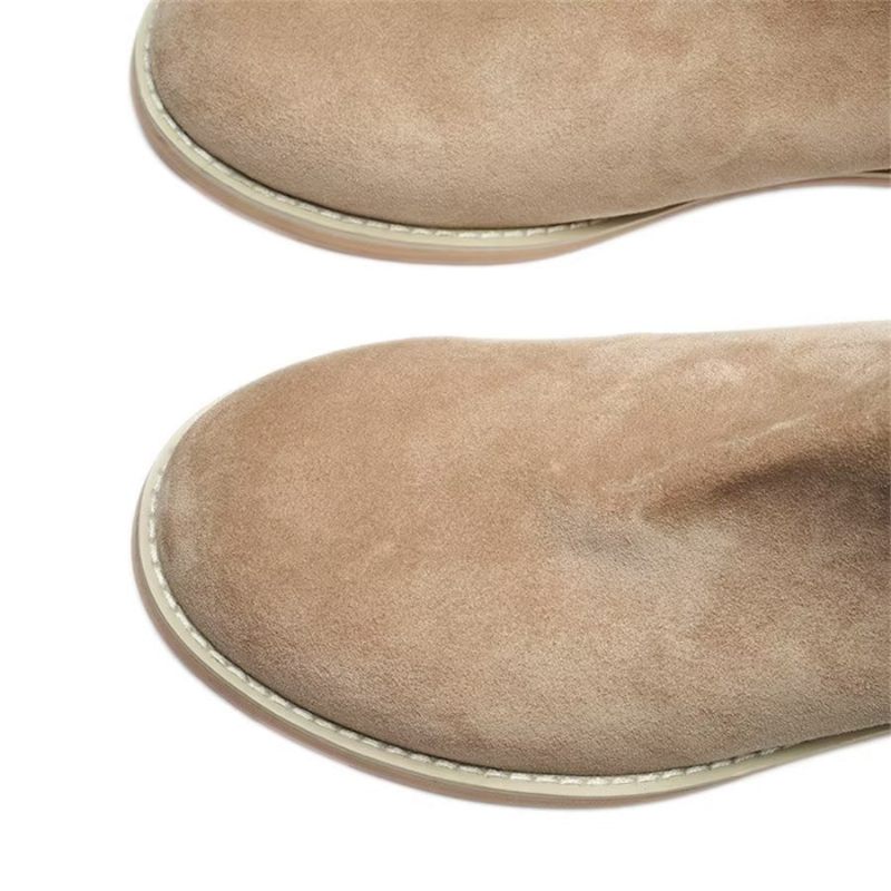 Herrenstiefel Elegante Slip-on-stiefeletten Aus Rindsleder - Khaki